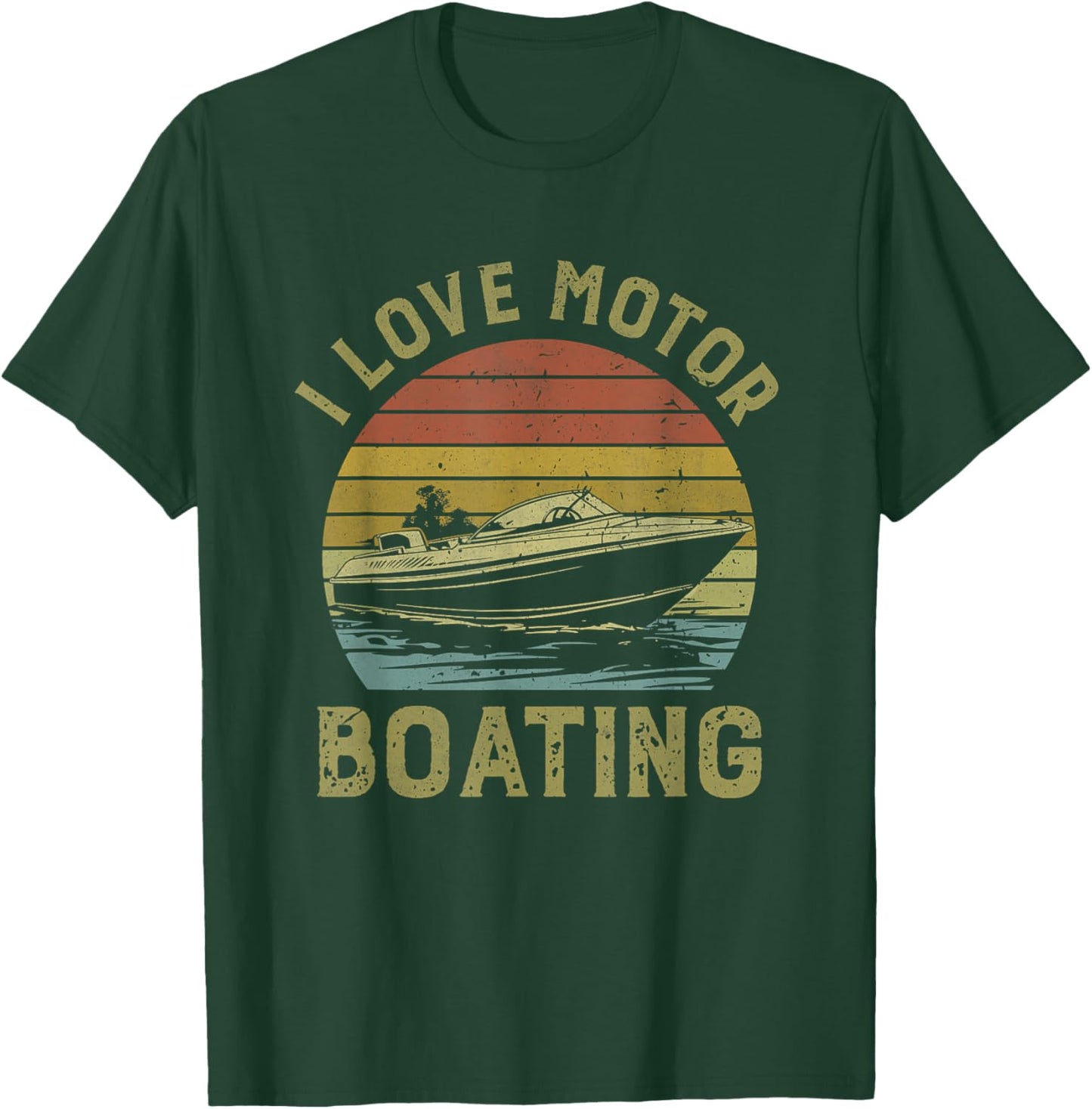 I Love Motor Boating Vintage Funny I Heart Motoboating T-Shirt - T-Shirt | Forest
