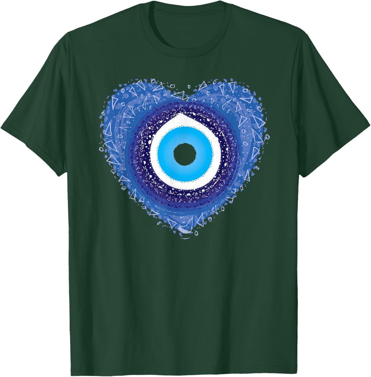 Evil Eye Protect Against Evil Blue Heart Greek Eye T-Shirt - T-Shirt | Forest