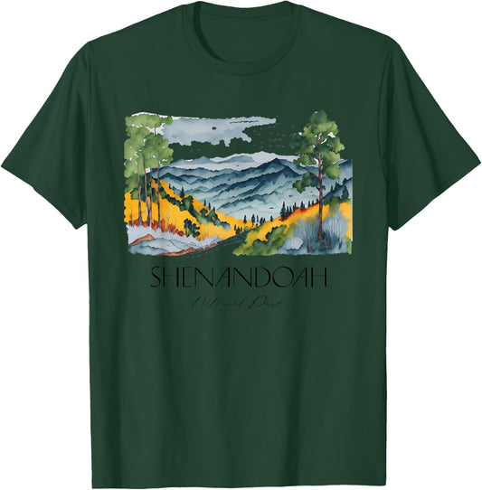 Cool Shenandoah National Park Hiking Watercolor Graphic T-Shirt - T-Shirt | Forest