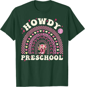 Howdy Preschool Teacher Cowgirl Western Pre-K Back To School T-Shirt - T-Shirt | Forest