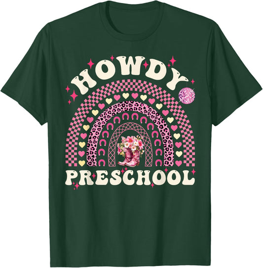 Howdy Preschool Teacher Cowgirl Western Pre-K Back To School T-Shirt - T-Shirt | Forest