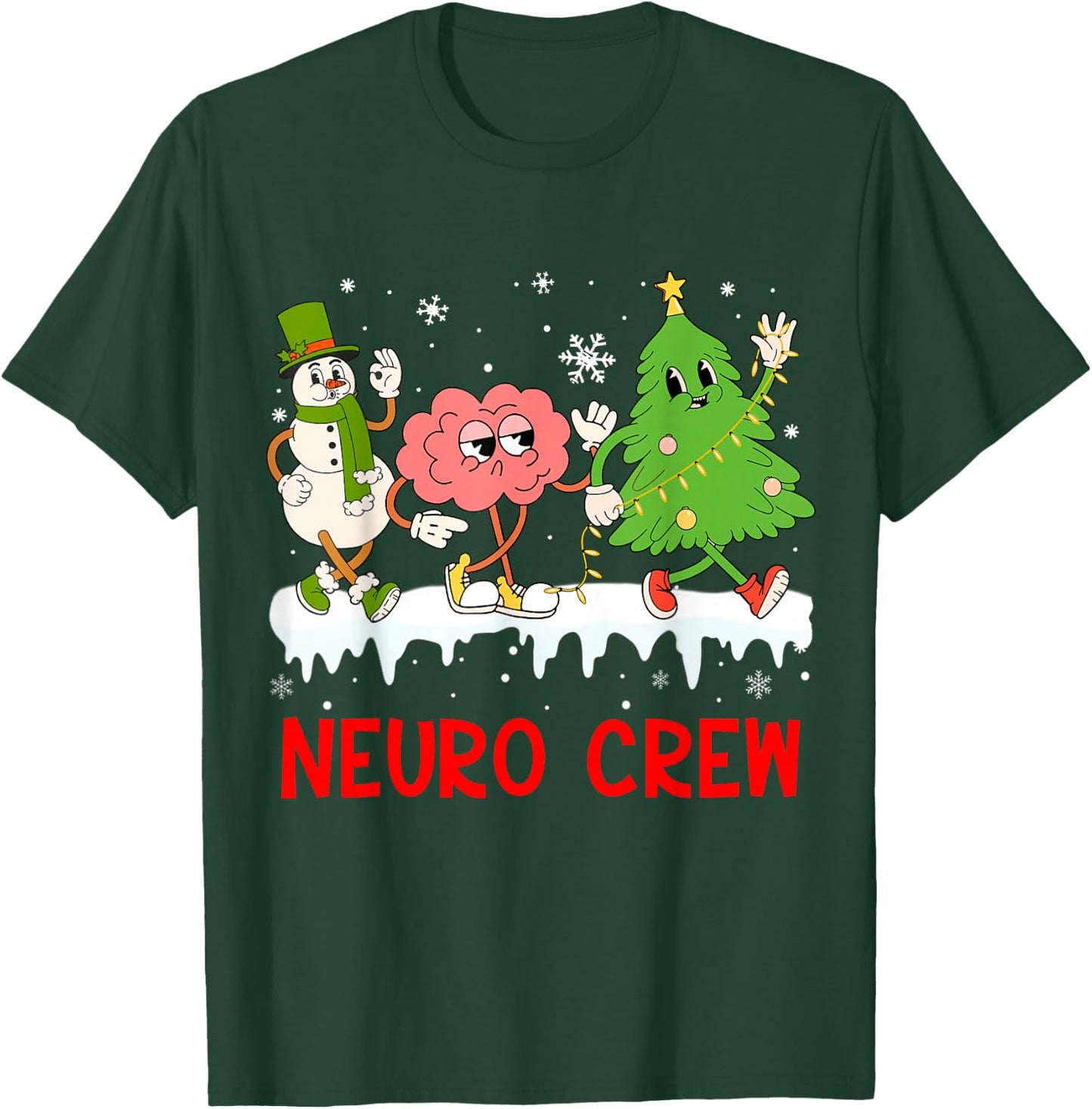 Neuro Crew Funny Christmas Neuro Nurse Brain Neurology Tech T-Shirt - T-Shirt | Forest