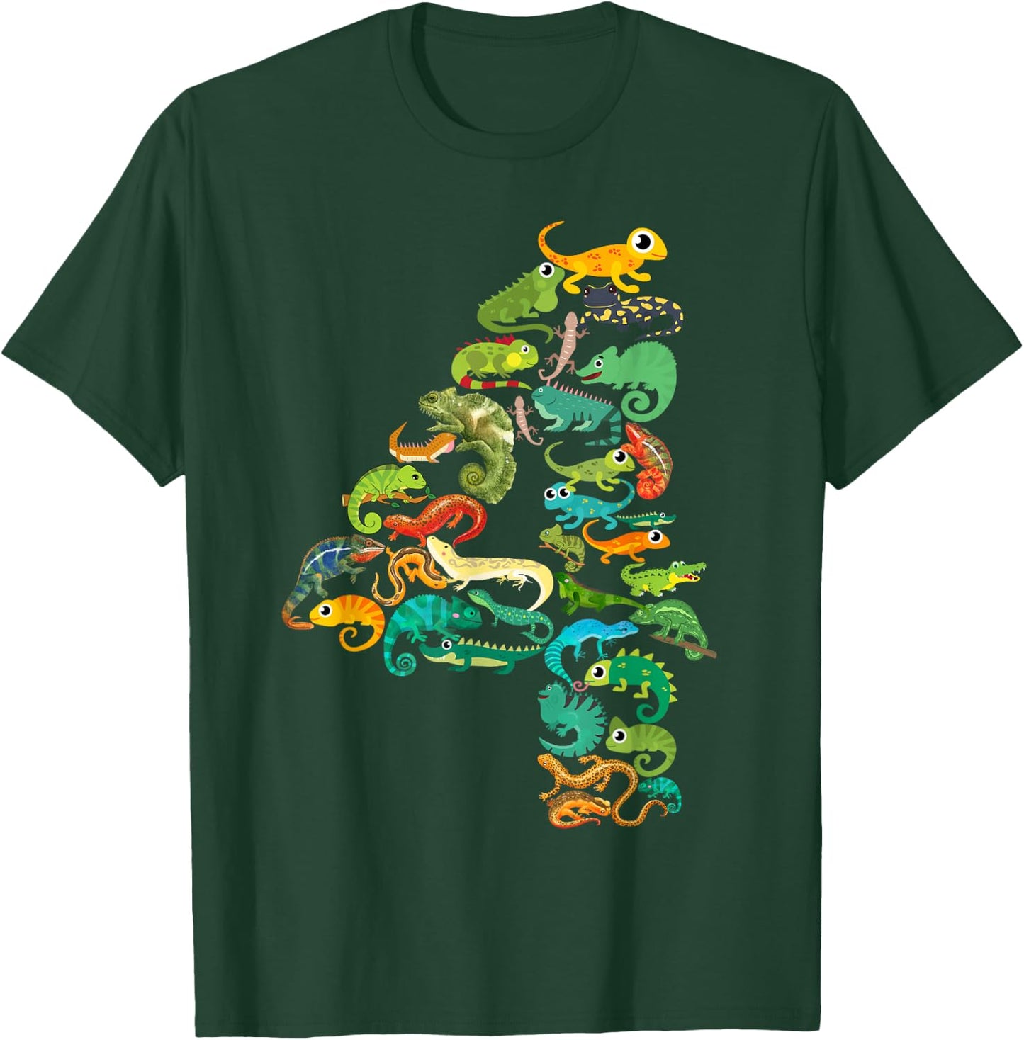 Kids 4th Birthday Reptiles Lizards Themed 4 Year Old Boys T-Shirt - T-Shirt | Forest