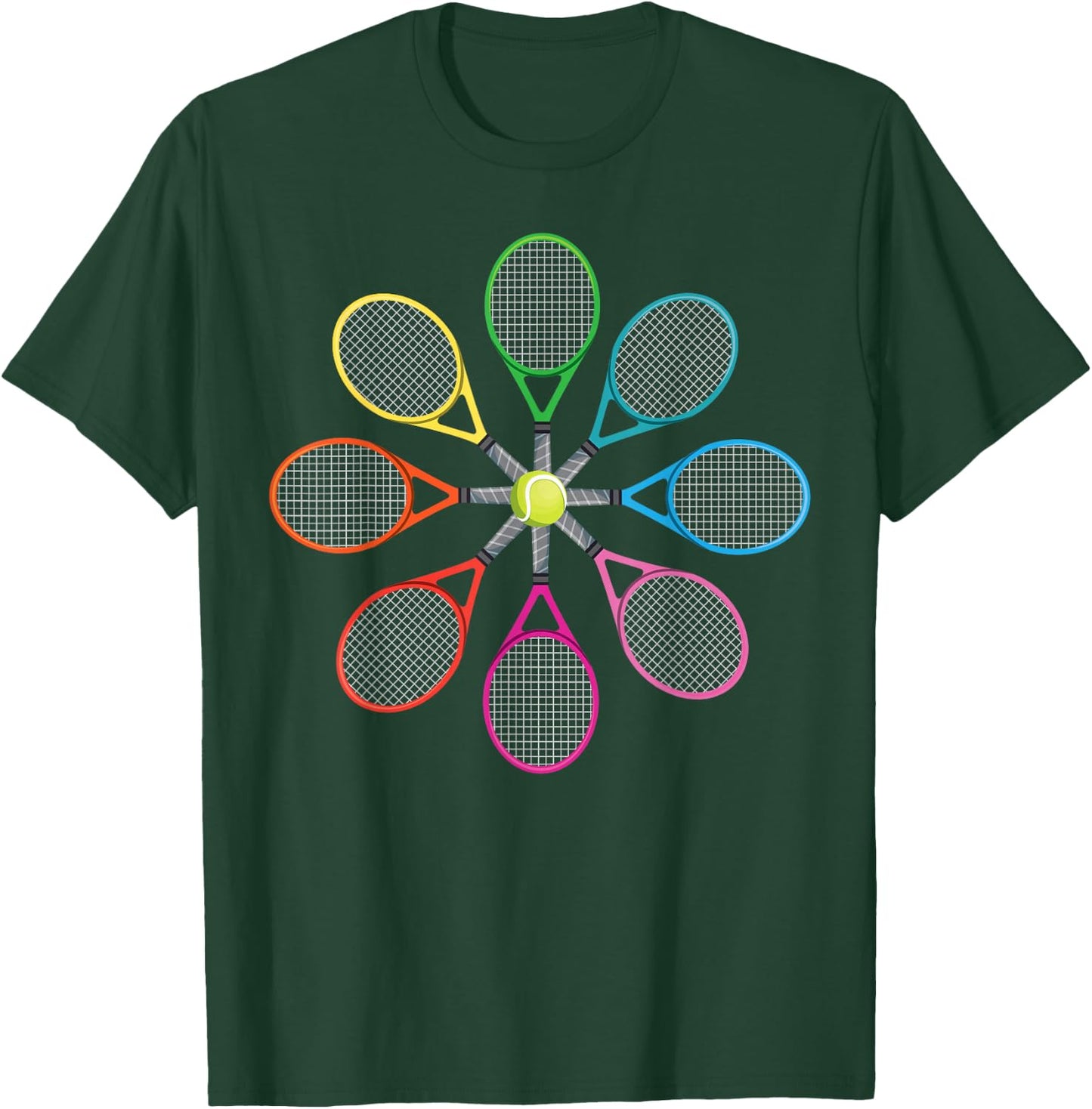 Funny Tennis Player Racket Tennis Rackets T-Shirt - T-Shirt | Forest
