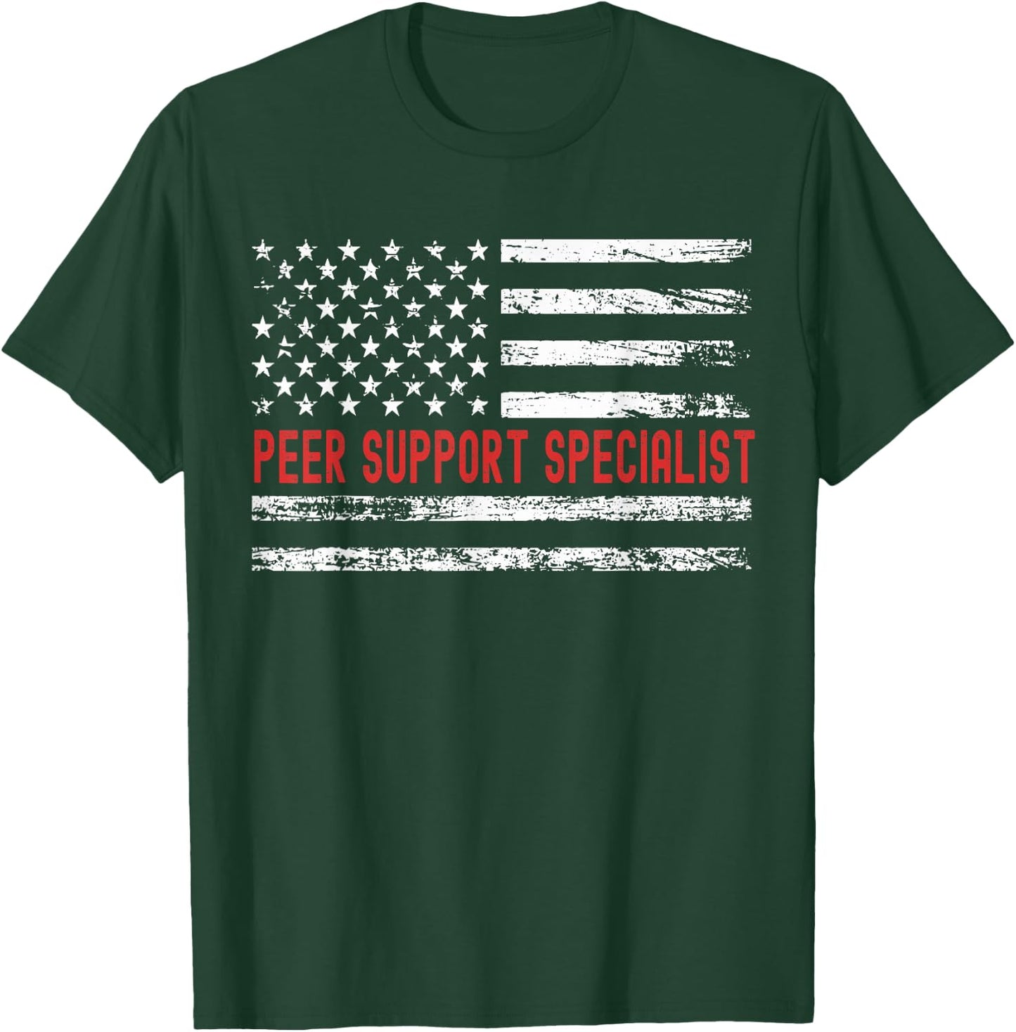 Peer Support Specialist USA Flag Profession Retro Job Title Men T-Shirt - T-Shirt | Forest