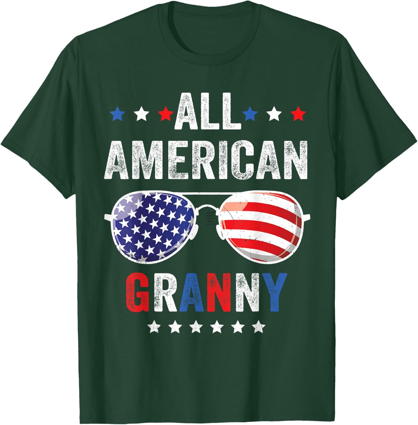 All American Granny USA Flag 4th of July Sunglasses Family T-Shirt - T-Shirt | Forest