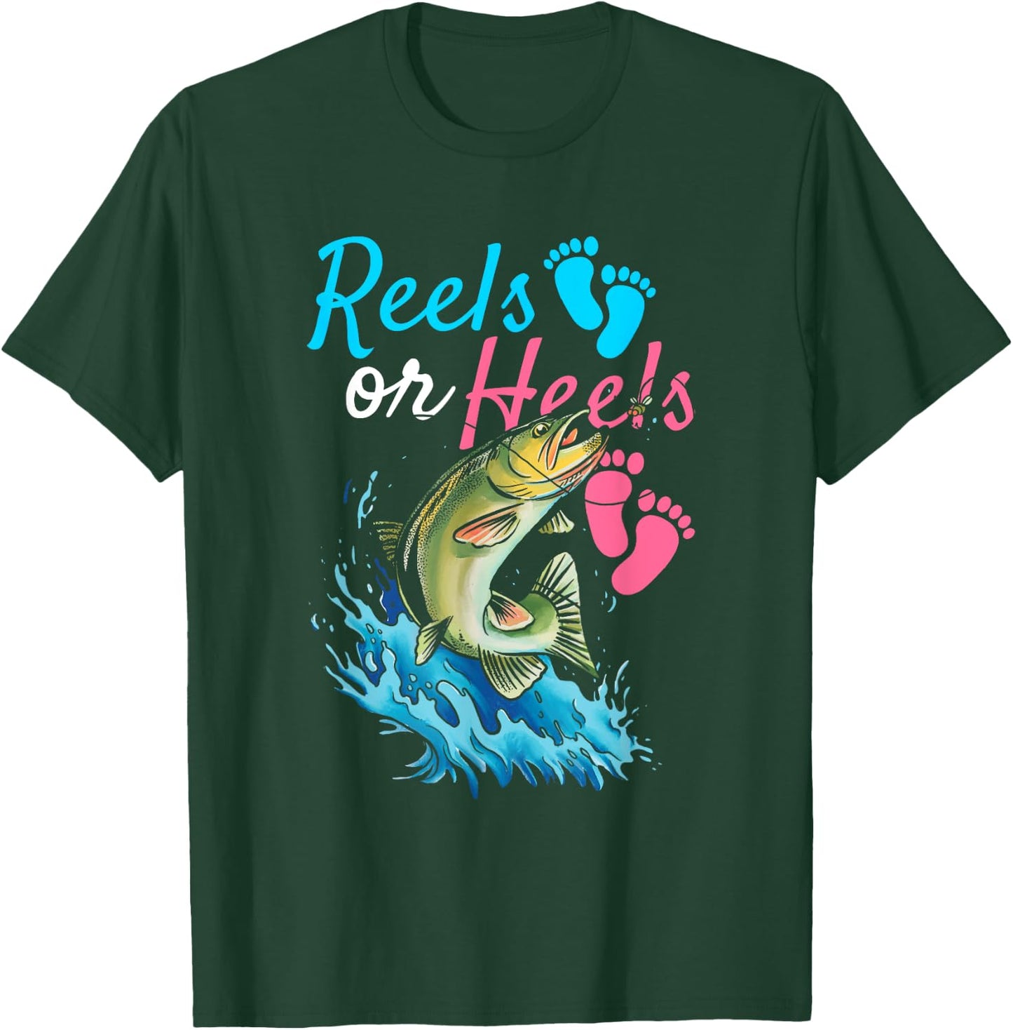 Reels or Heels Design for Fishing lovers T-Shirt - T-Shirt | Forest