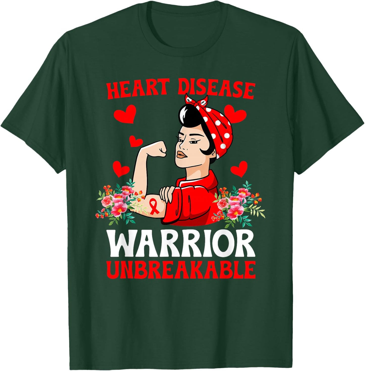 Heart Disease Warrior Unbreakable Heart Disease Awareness T-Shirt - T-Shirt | Forest