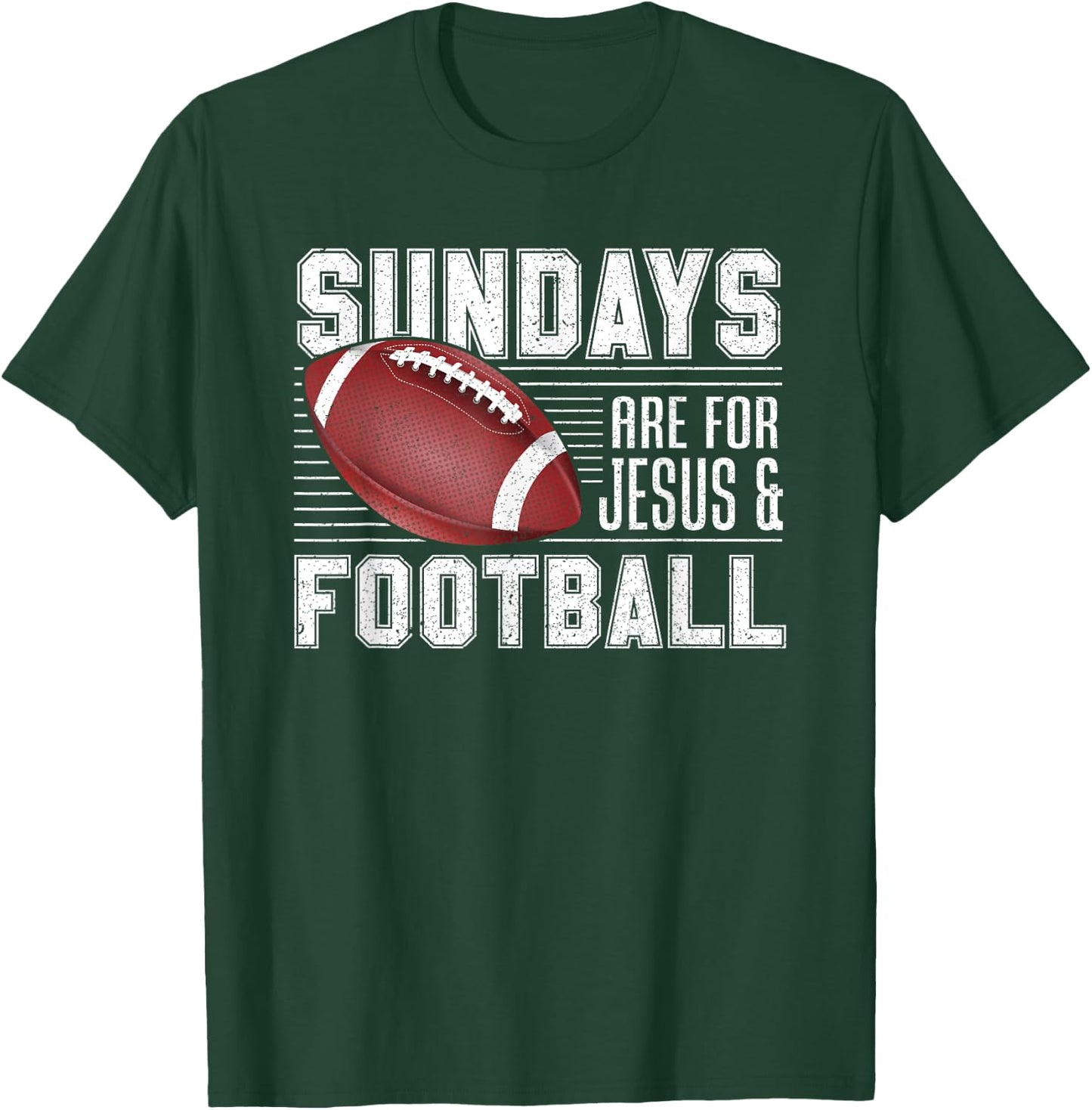 Sundays Are For Jesus & Football Draft Day Fantasy Football T-Shirt - T-Shirt | Forest