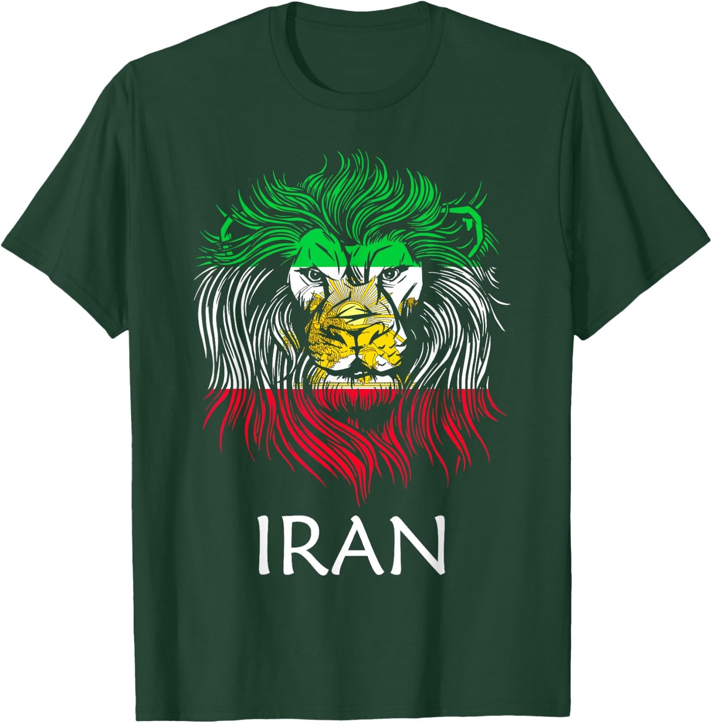 Iranian Lion Head Flag Iran T-Shirt - T-Shirt | Forest