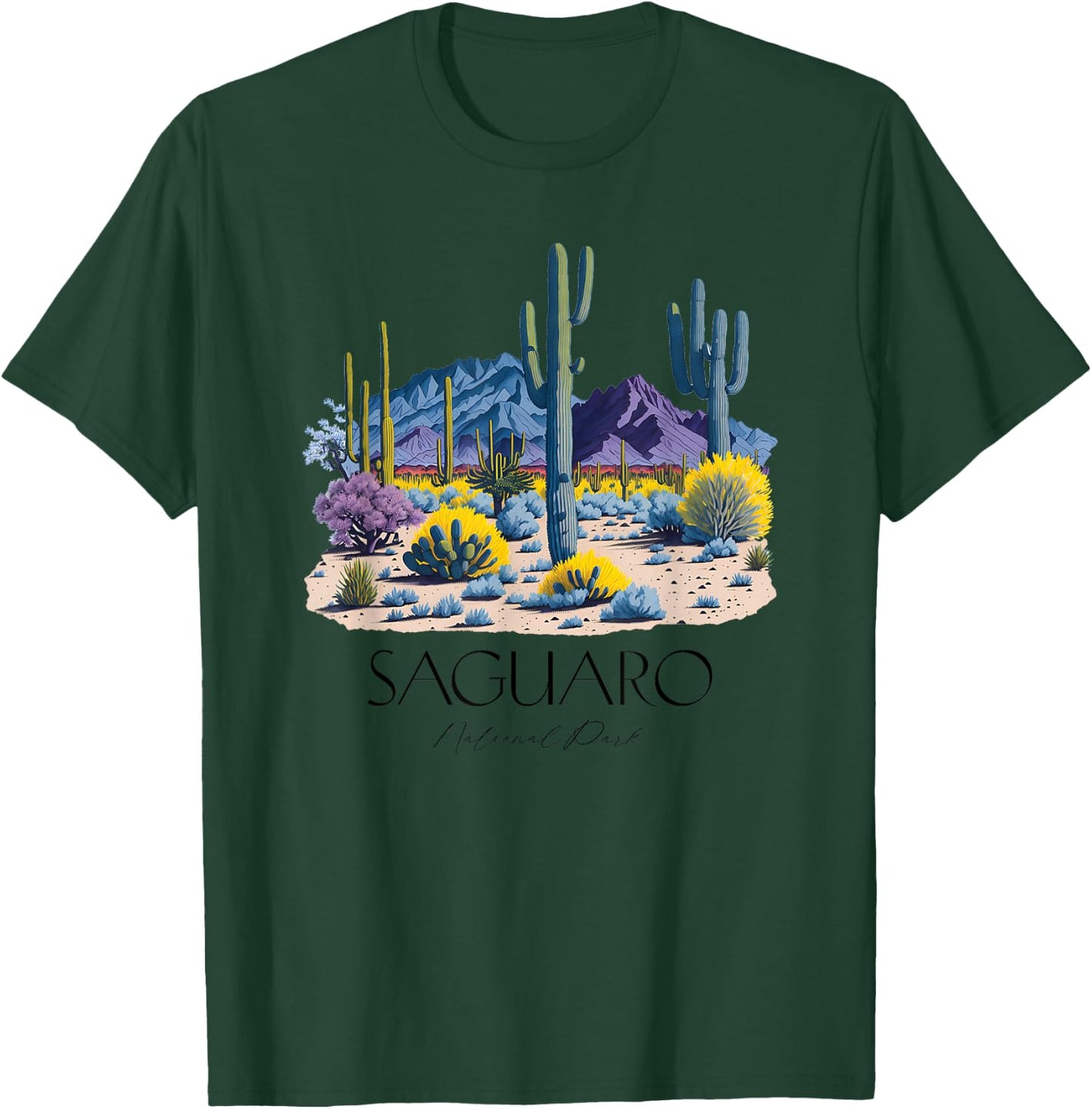 Cool Saguaro National Park Hiking Watercolor Graphic T-Shirt - T-Shirt | Forest