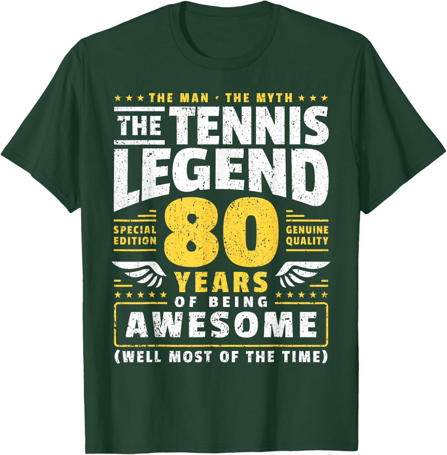 80th Birthday Tennis Player 80 Years T-Shirt - T-Shirt | Forest