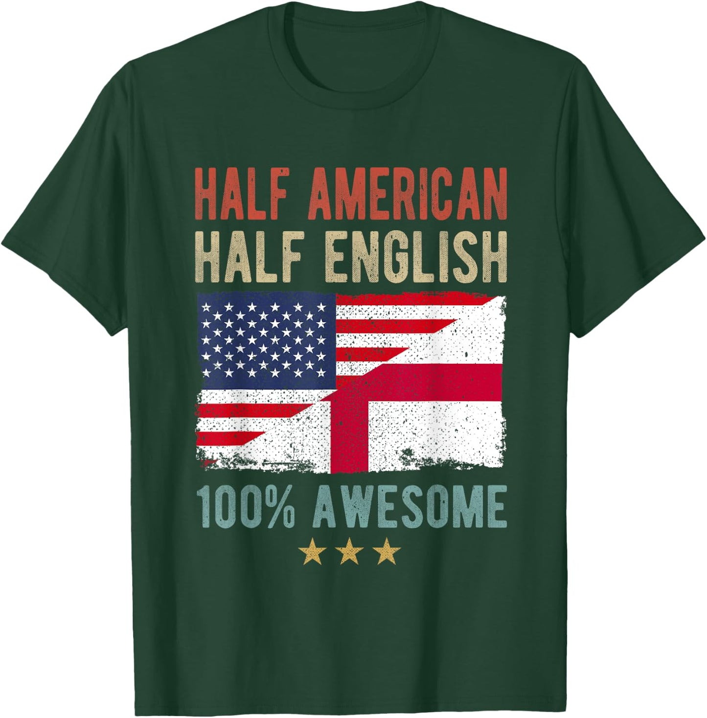 USA England Flag Half American Half English T-Shirt - T-Shirt | Forest