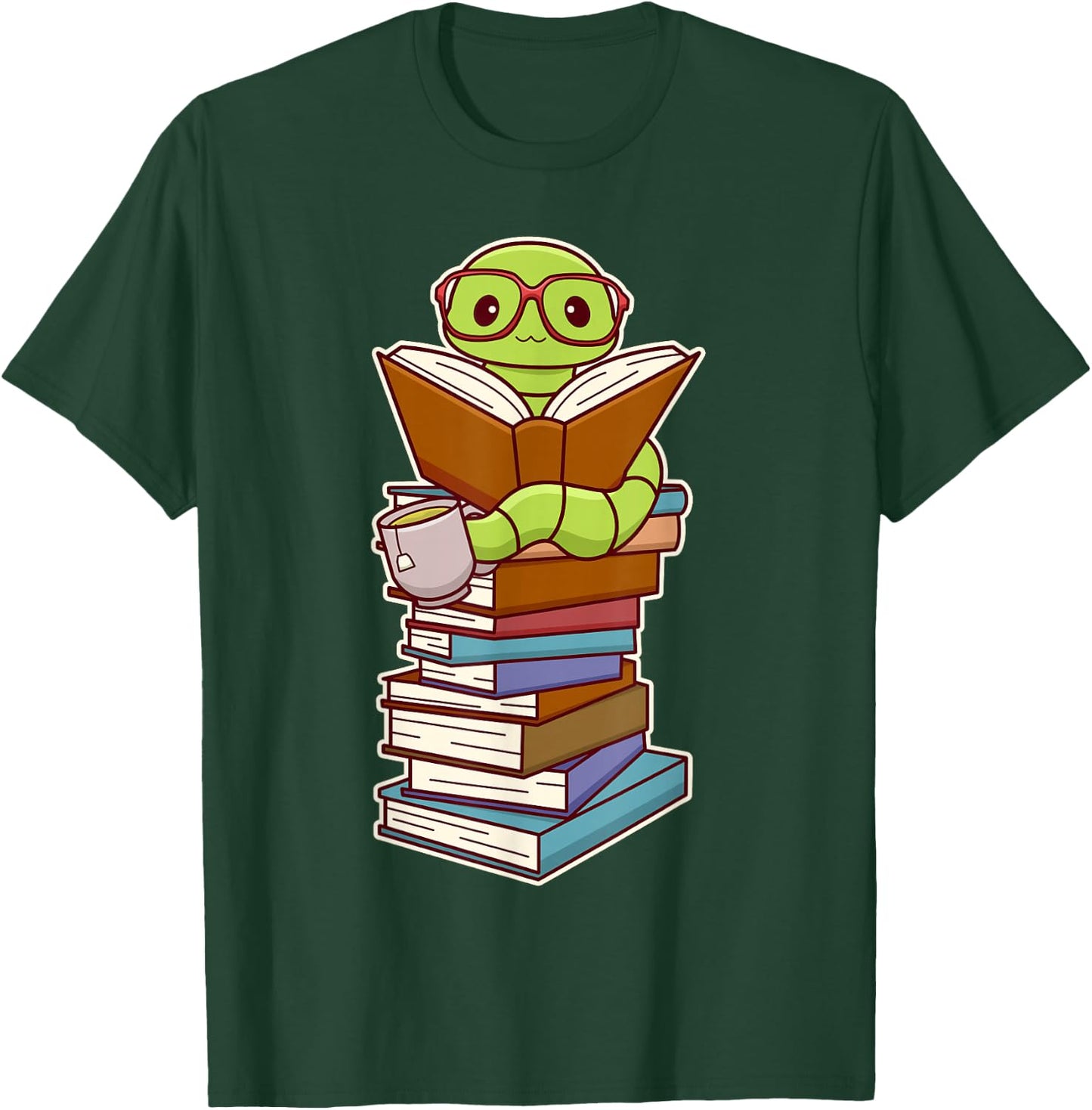 Cute Kawaii Bookworm Reading T-Shirt - T-Shirt | Forest