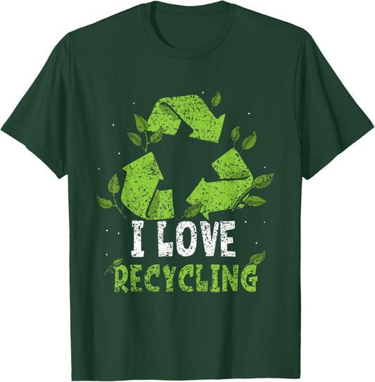 I Love Recycling Trash Earth Day Recycle Environment T-Shirt - T-Shirt | Forest