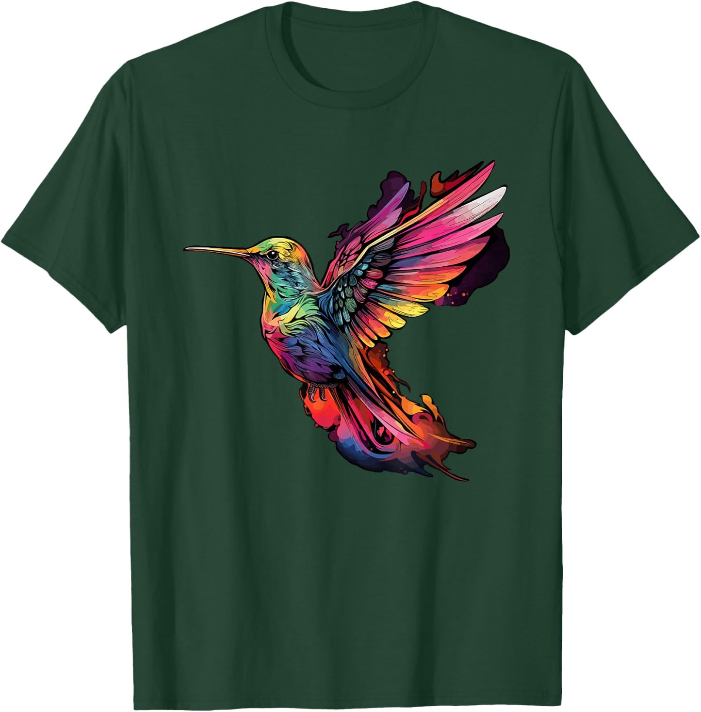 Colorful Hummingbird Art Tie-Dye Bird Watching T-Shirt - T-Shirt | Forest