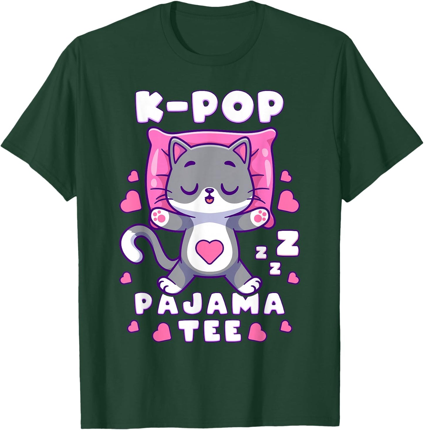 K-Pop Music Sleeping Cat K-Pop Pajamas T-Shirt - T-Shirt | Forest