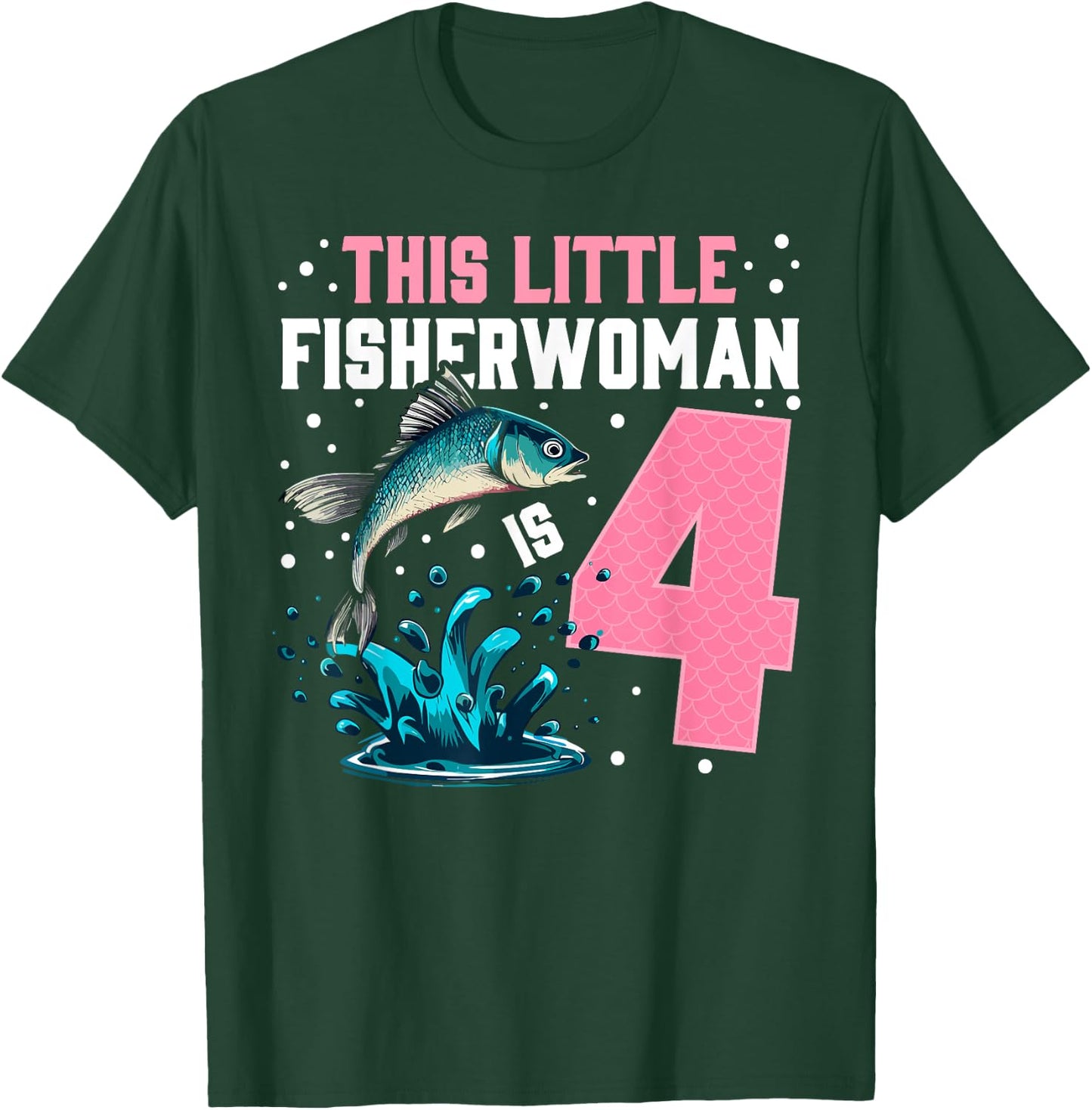 Fishing 4th birthday girl This little Fisher woman is 4 T-Shirt - T-Shirt | Forest