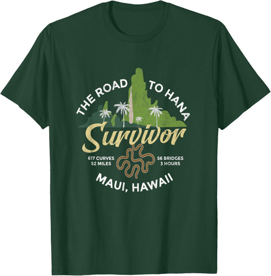 Road To Hana Survivor Curvy Palm Maui Hawaii T-Shirt - T-Shirt | Forest