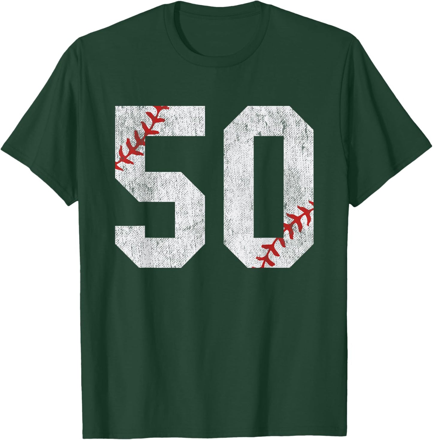 Number #50 Vintage 50th Birthday Baseball Lover 50 Years Old T-Shirt - T-Shirt | Forest