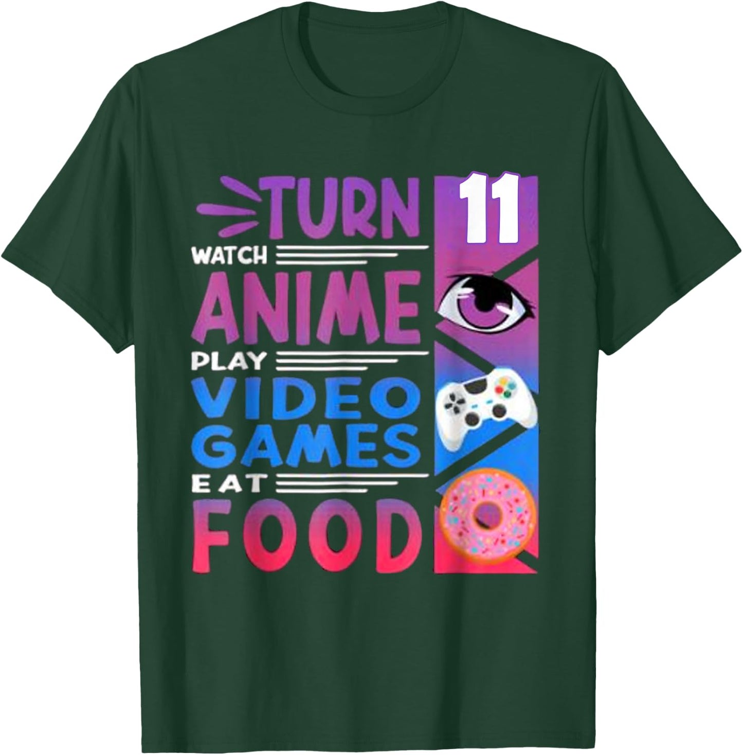 11th Birthday Anime Gamer T-Shirt - T-Shirt | Forest