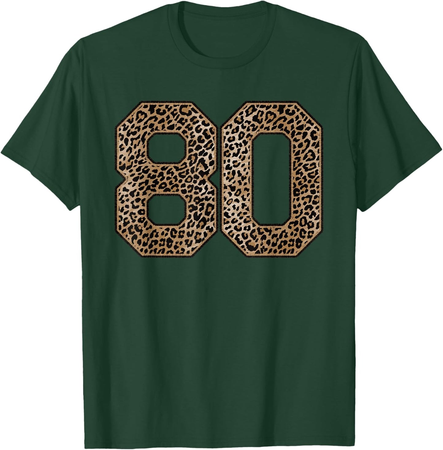 Leopard Number 80 Athlete Sports Jersey Supporter Fanwear T-Shirt - T-Shirt | Forest