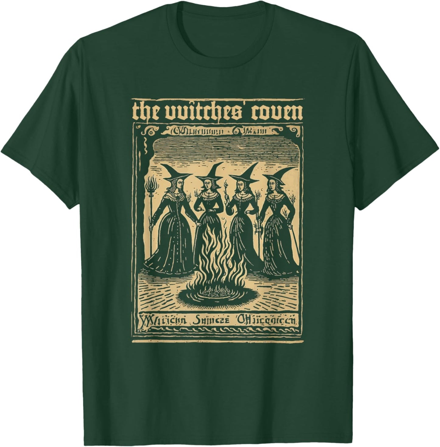 The Witches Coven Vintage Witchcraft 1720 Woodcut Imagery T-Shirt - T-Shirt | Forest