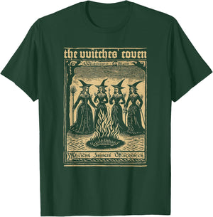 The Witches Coven Vintage Witchcraft 1720 Woodcut Imagery T-Shirt - T-Shirt | Forest