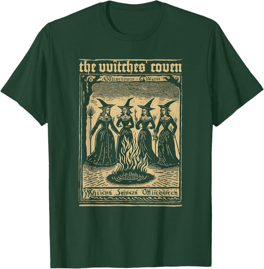 The Witches Coven Vintage Witchcraft 1720 Woodcut Imagery T-Shirt - T-Shirt | Forest