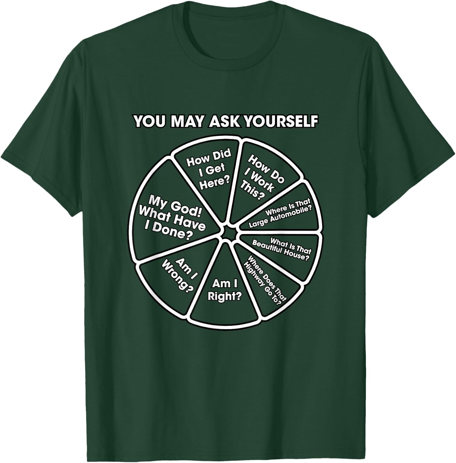 You May Ask Yourself Classic 80's Pop Music Retro Pie Chart T-Shirt - T-Shirt | Forest