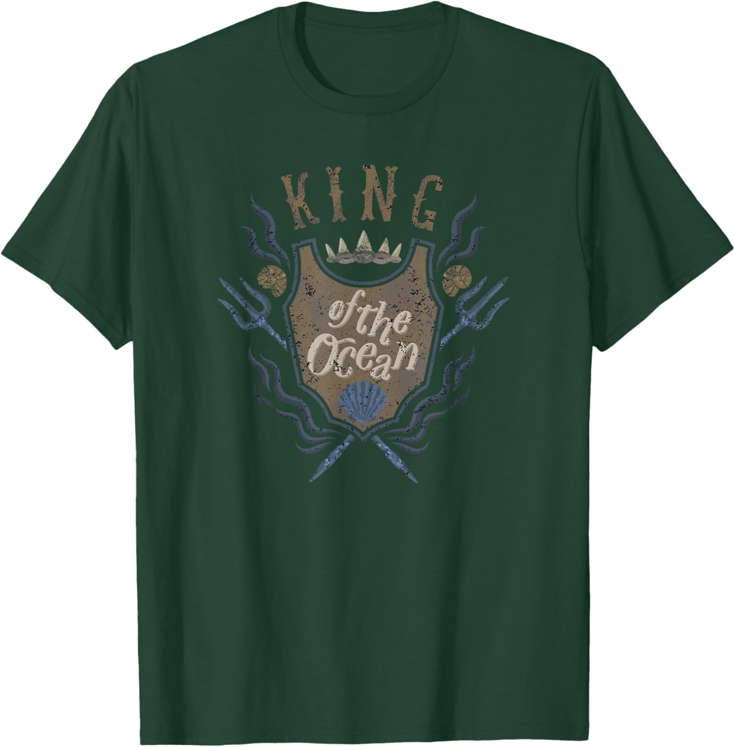 Disney The Little Mermaid King Of The Ocean Distressed Crest T-Shirt - T-Shirt | Forest
