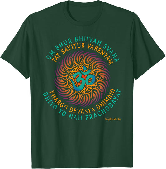 Gayatri Mantra OM Symbol Spiritual Yoga Clothing T-Shirt - T-Shirt | Forest