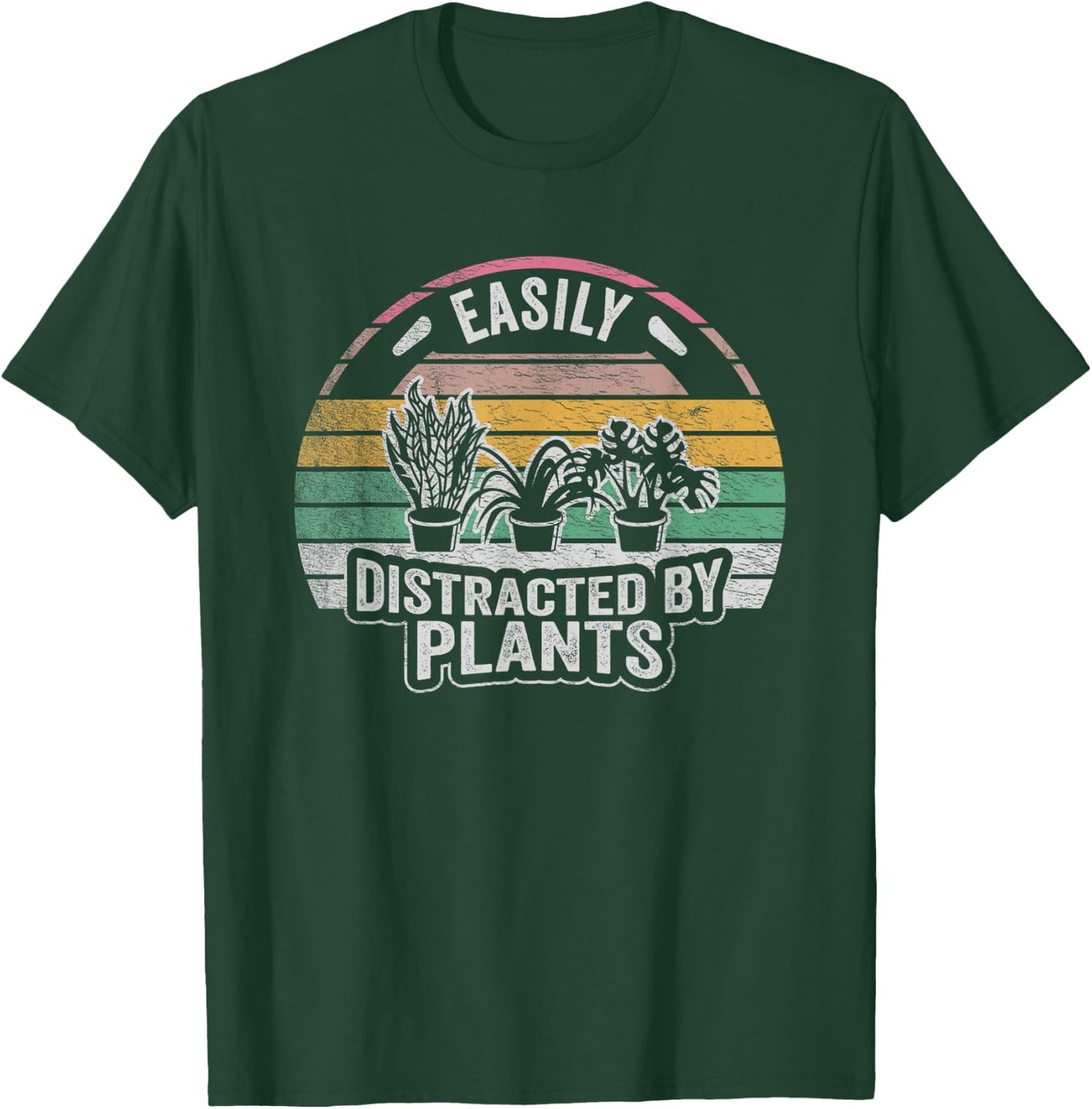 Retro Vintage Easily Distracted By Plants Gardening T-Shirt - T-Shirt | Forest