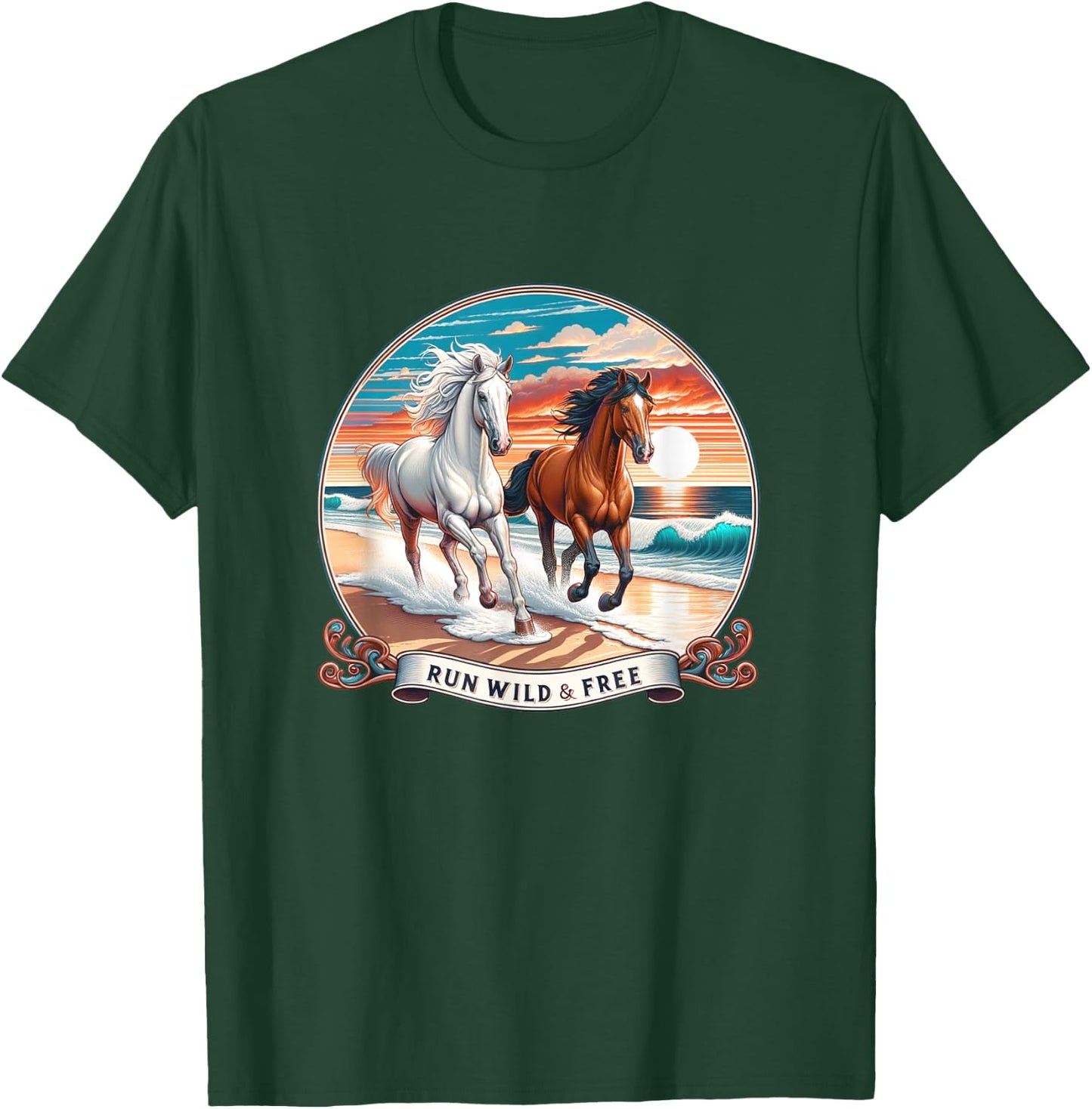 Run Wild And Free - Horses Running On Beach - Women Girls Kids T-Shirt - T-Shirt | Forest