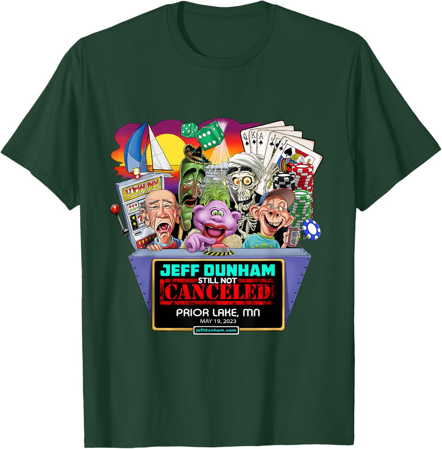 Jeff Dunham Prior Lake, MN (2023) T-Shirt - T-Shirt | Forest