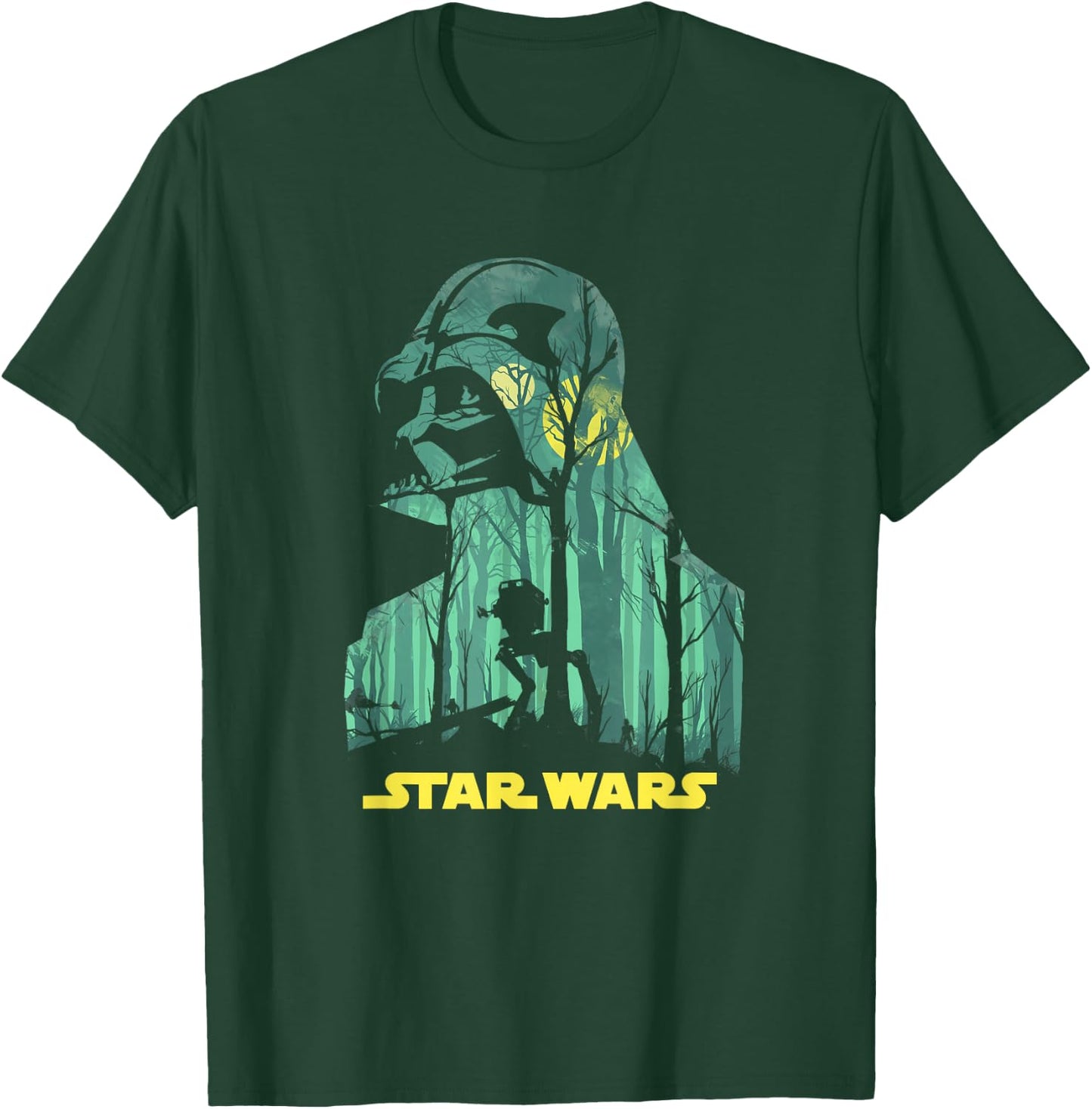 Star Wars Darth Vader Silhouette Endor Forest AT-ST Walker T-Shirt - T-Shirt | Forest