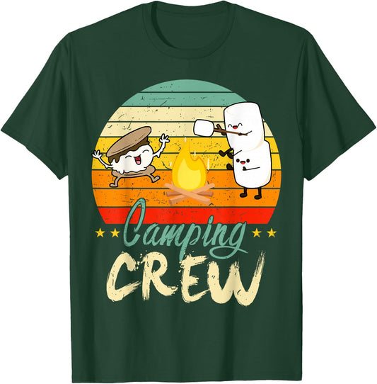 Kid Camping Crew Toddler Boy Women Family Funny Happy Camper T-Shirt - T-Shirt | Forest