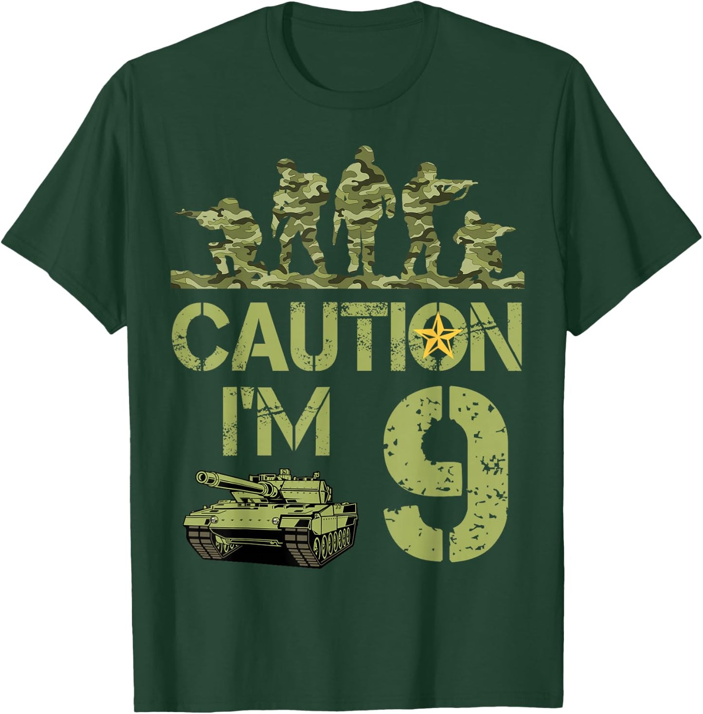 9th Birthday Military I'm 9 Year Old Soldier Camo 9 Birthday T-Shirt - T-Shirt | Forest