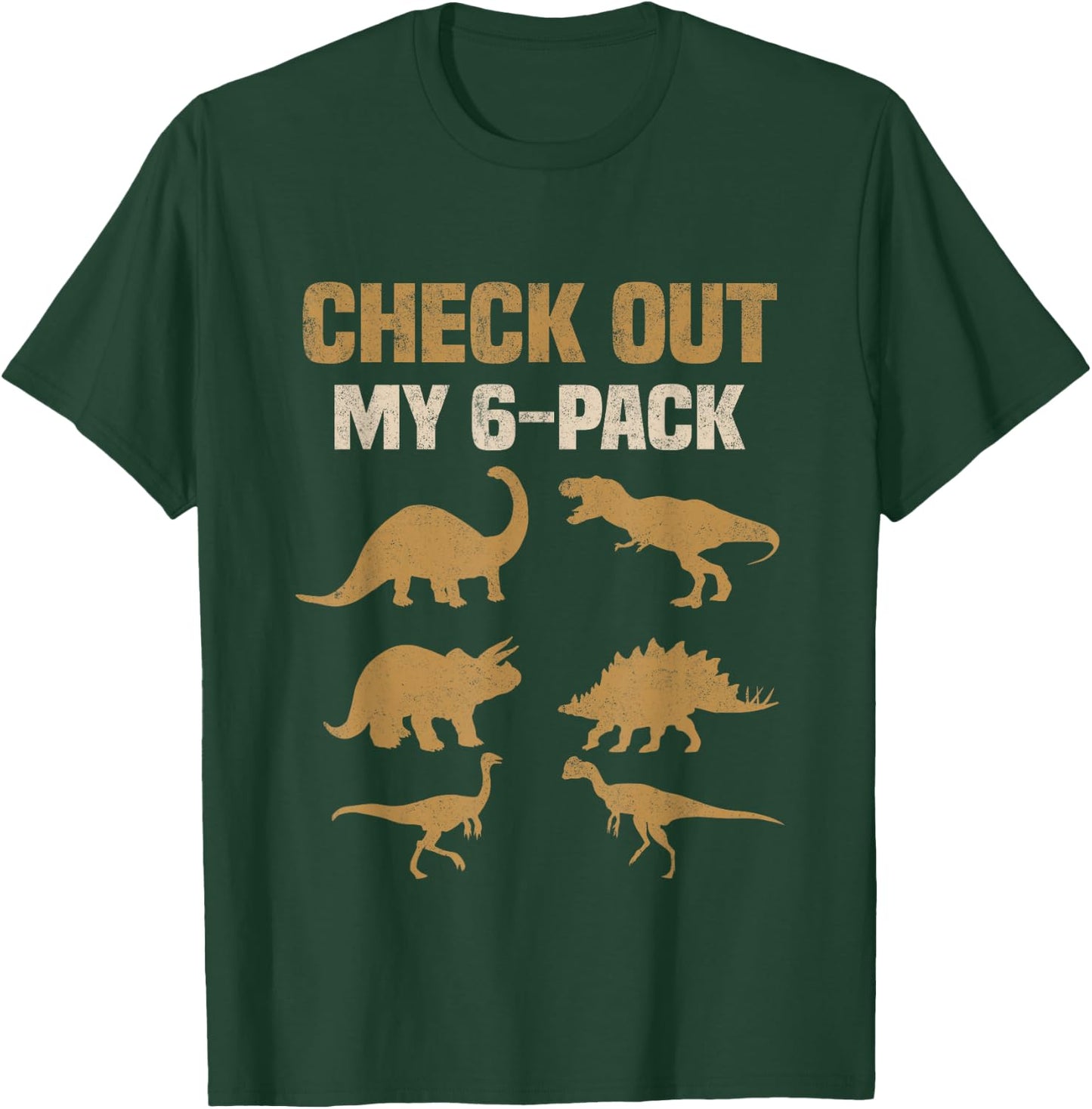 Check Out My Six Pack Funny Gym Dinosaur Costume Vintage T-Shirt - T-Shirt | Forest