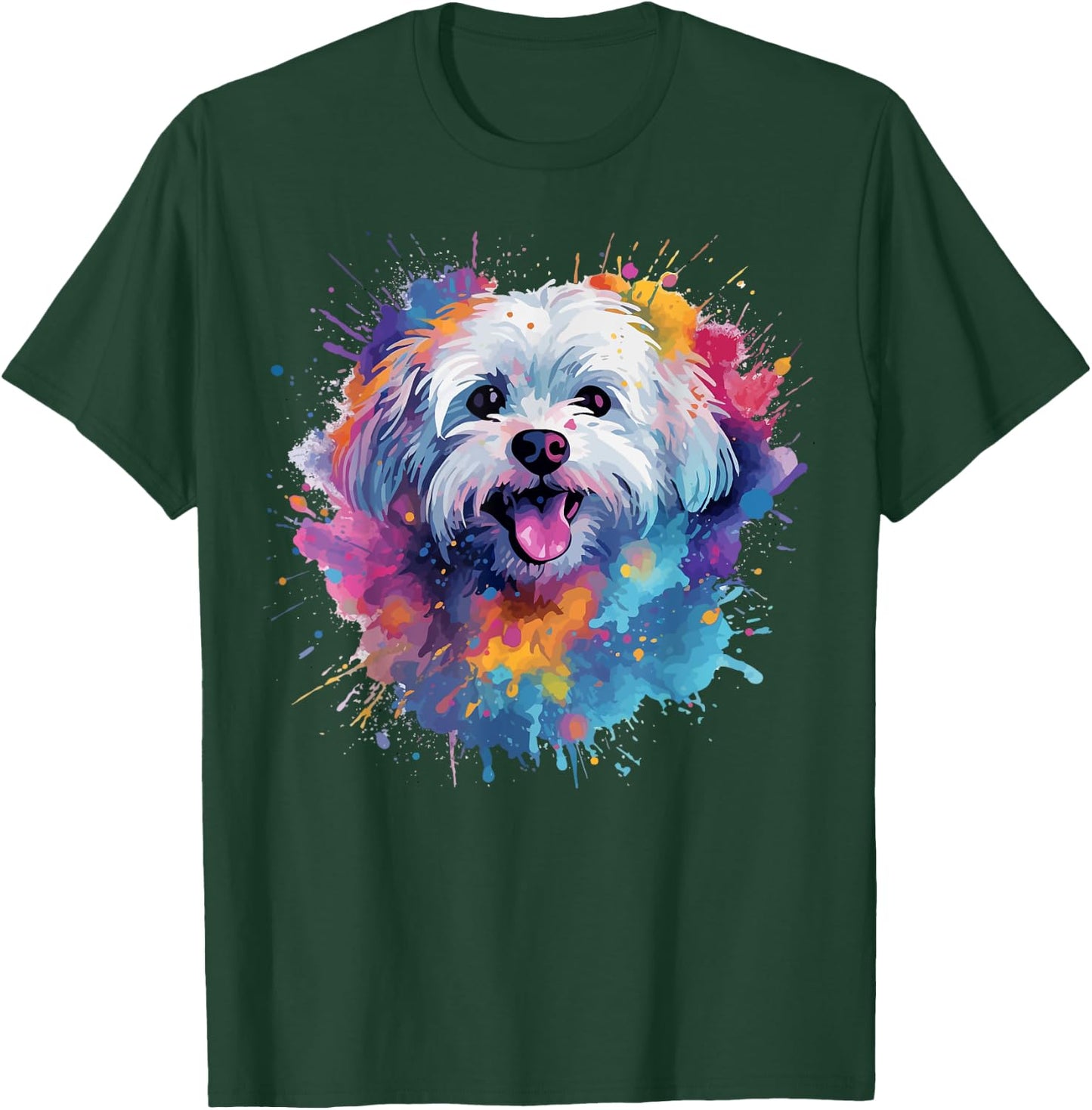 Colorful Maltese Splash Art Dog Men Women Kids T-Shirt - T-Shirt | Forest