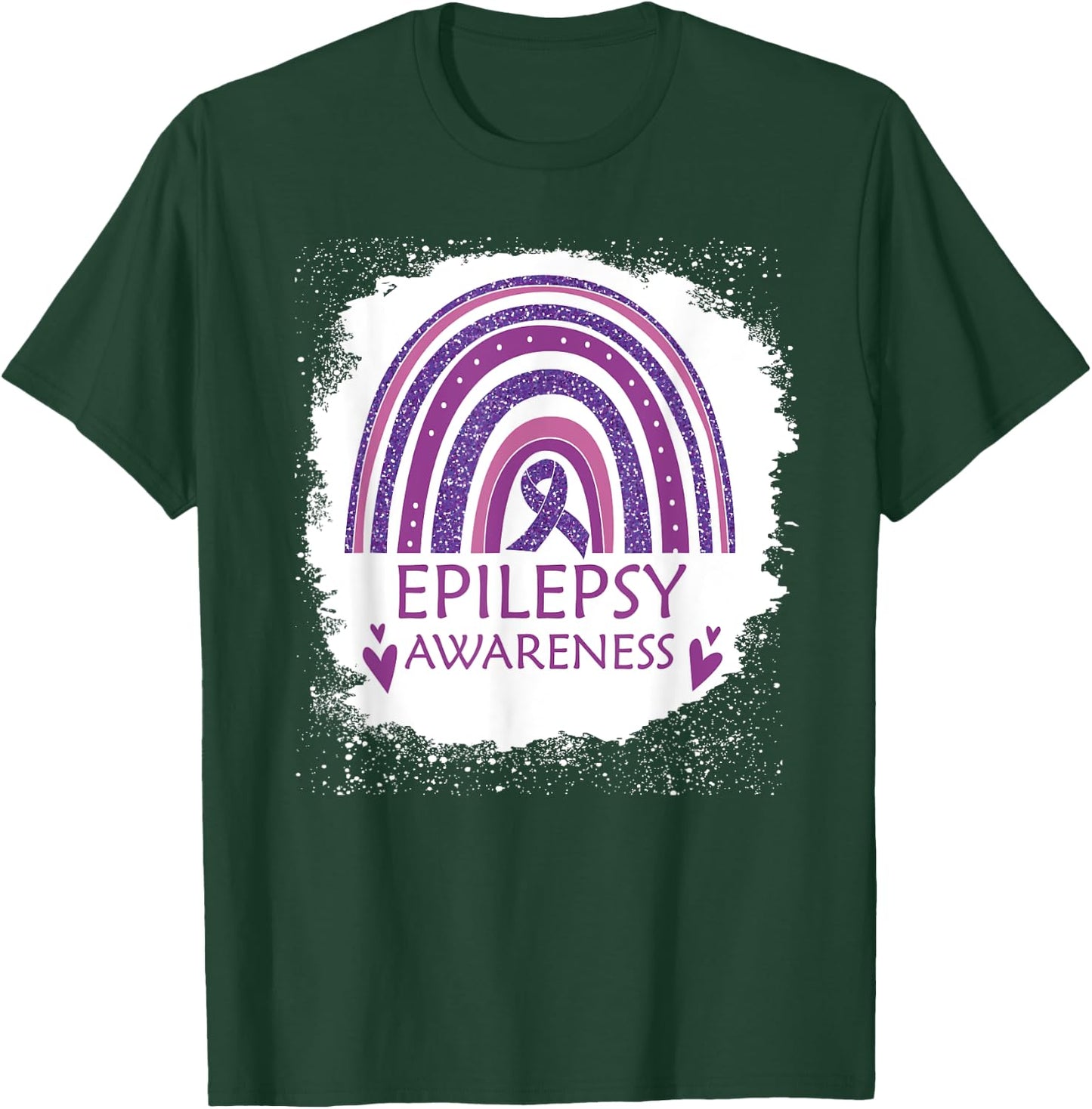 Epilepsy Awareness Bleached Rainbow Purple Ribbon Men T-Shirt - T-Shirt | Forest
