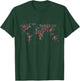 Map Travel Globe International Flags World Map T-Shirt - T-Shirt | Forest