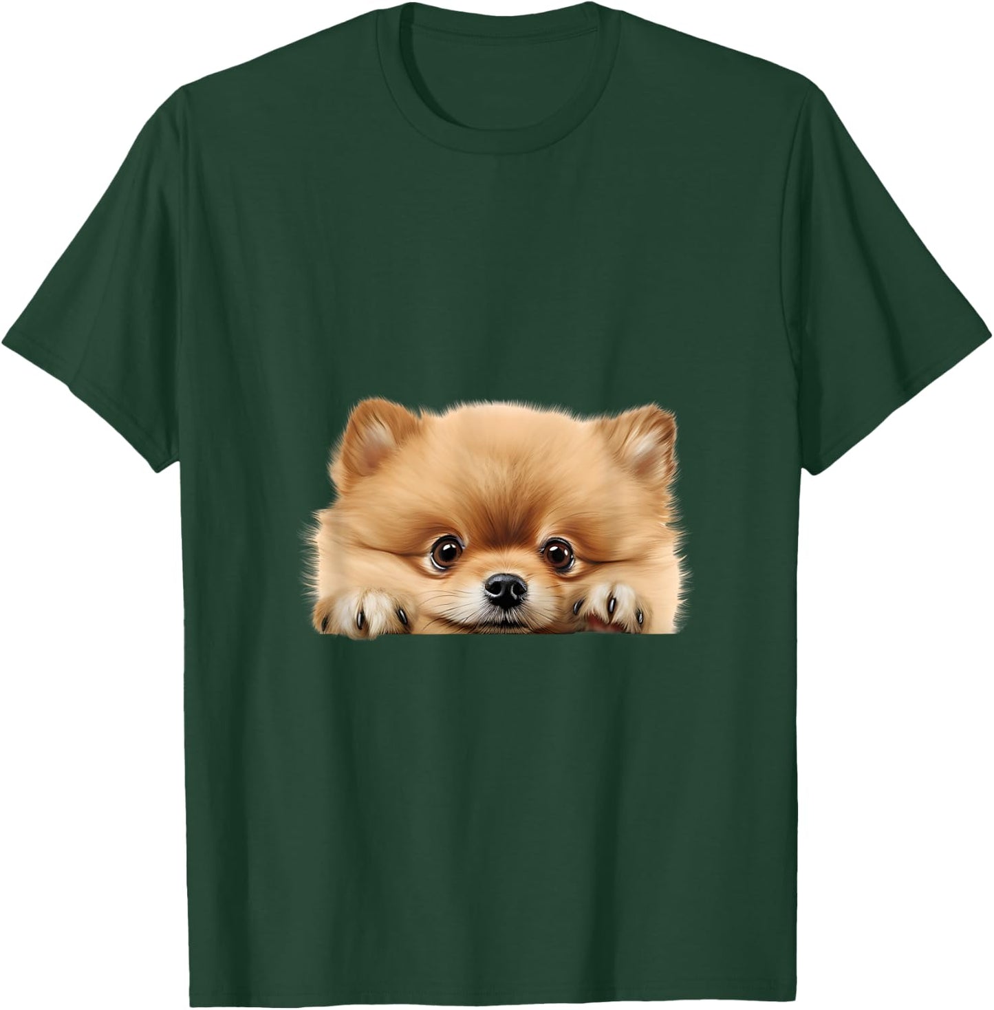 Pomeranian Lover - Dog Peeking T-Shirt - T-Shirt | Forest