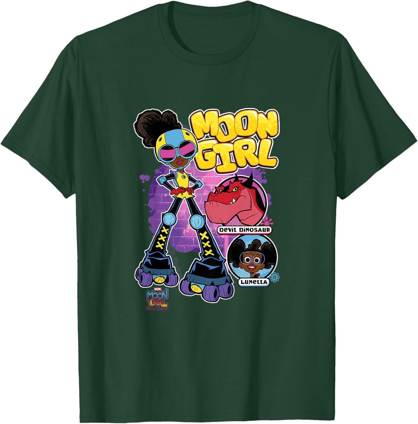 Kids Marvel Moon Girl And Devil Dinosaur Roller Skate Super Hero T-Shirt - T-Shirt | Forest