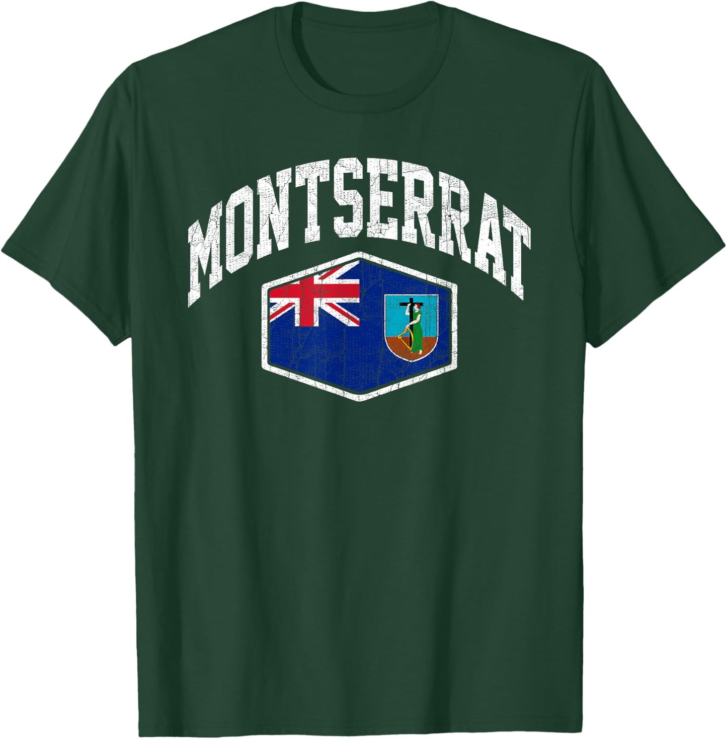 Montserrat Vintage Flag Throwback Design Souvenir T-Shirt - T-Shirt | Forest