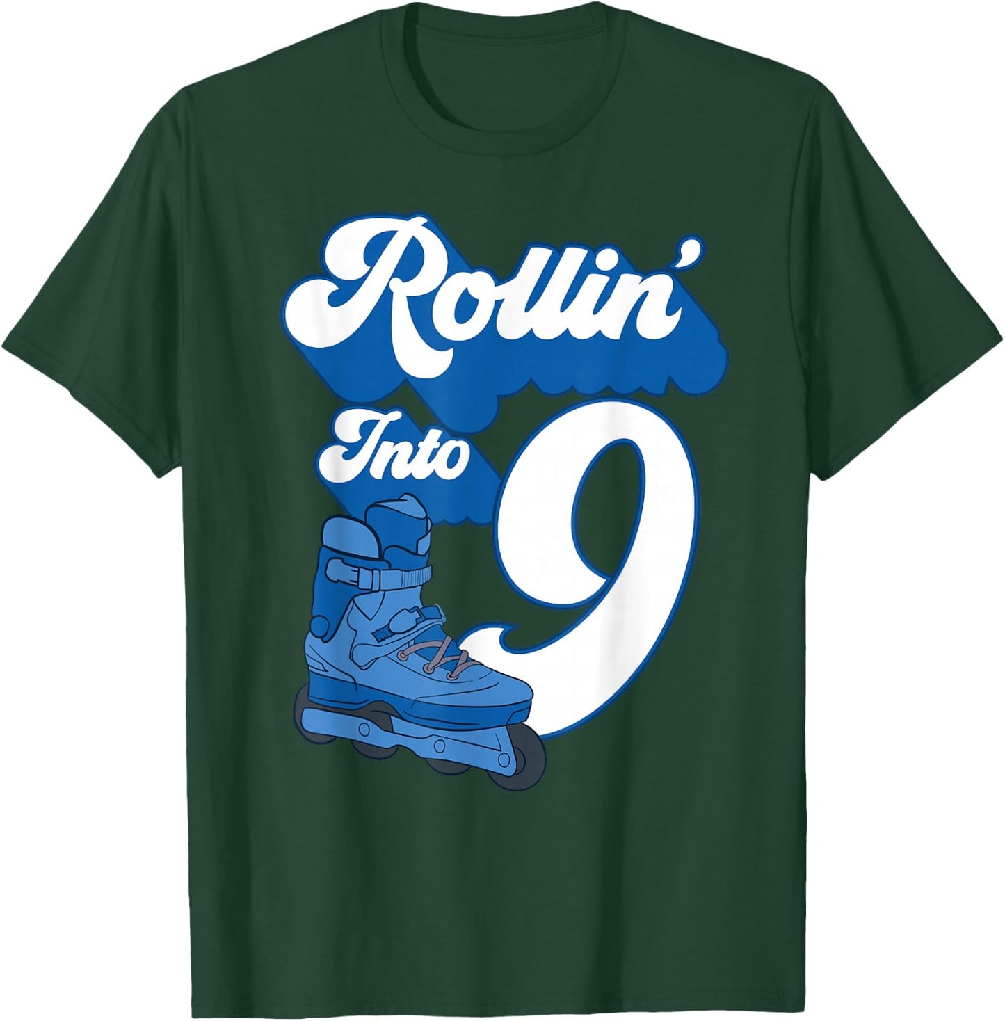 Rollin' Into 9 Roller Skating Birthday 12th Boy Kids Skate T-Shirt - T-Shirt | Forest