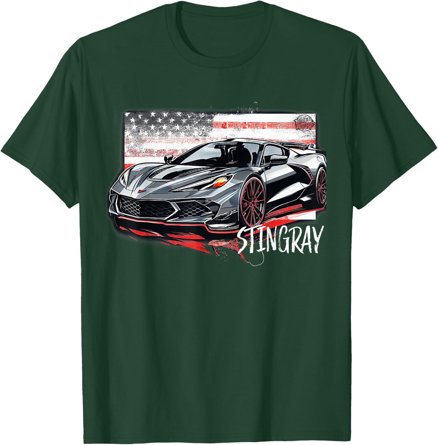 C8 American Muscle v8 Supercar Stingray Cool Vette Mechanic T-Shirt - T-Shirt | Forest