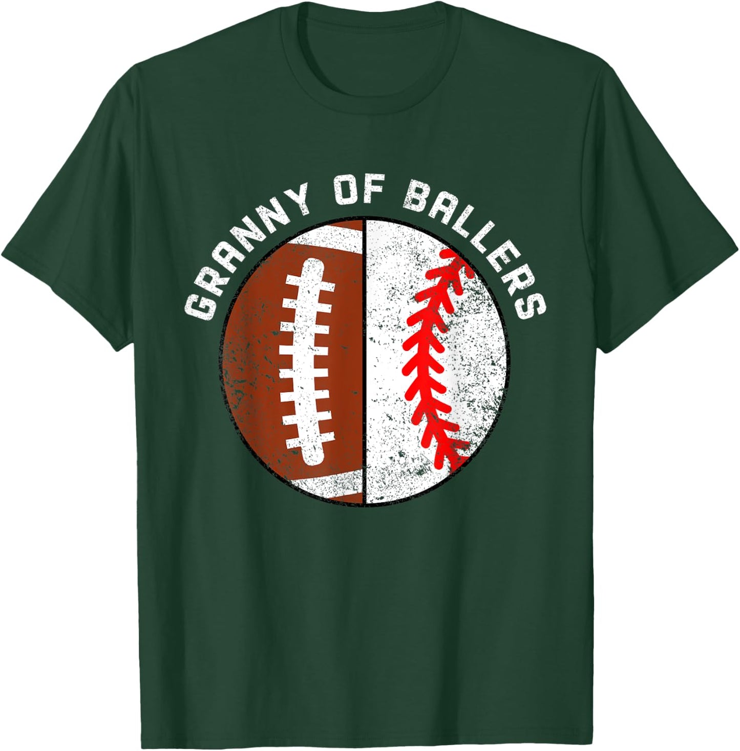 Granny Of Ballers Funny Football Baseball Grandma Granny T-Shirt - T-Shirt | Forest