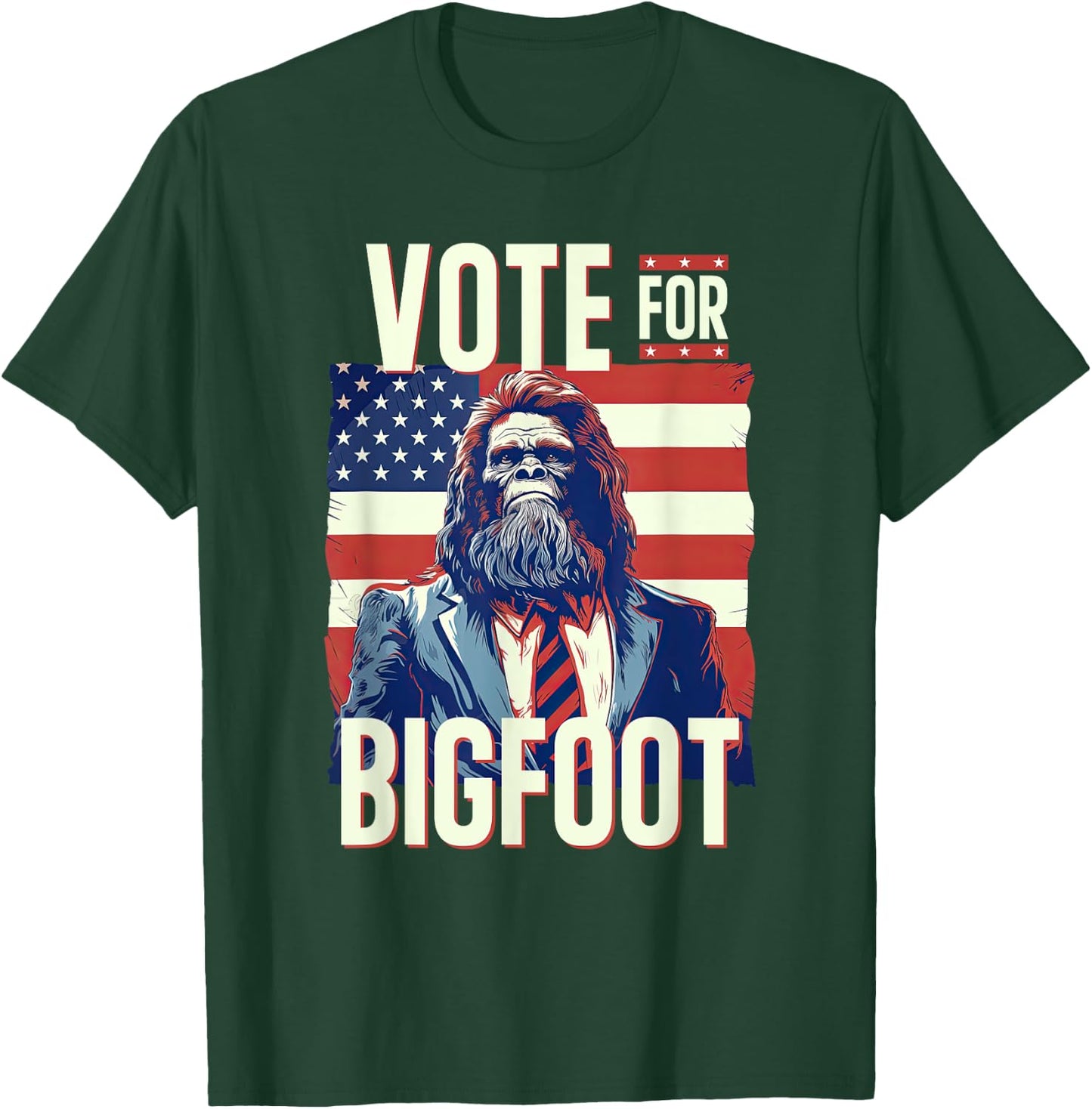 Bigfoot for President Election Vote Sasquatch USA Flag 2024 T-Shirt - T-Shirt | Forest