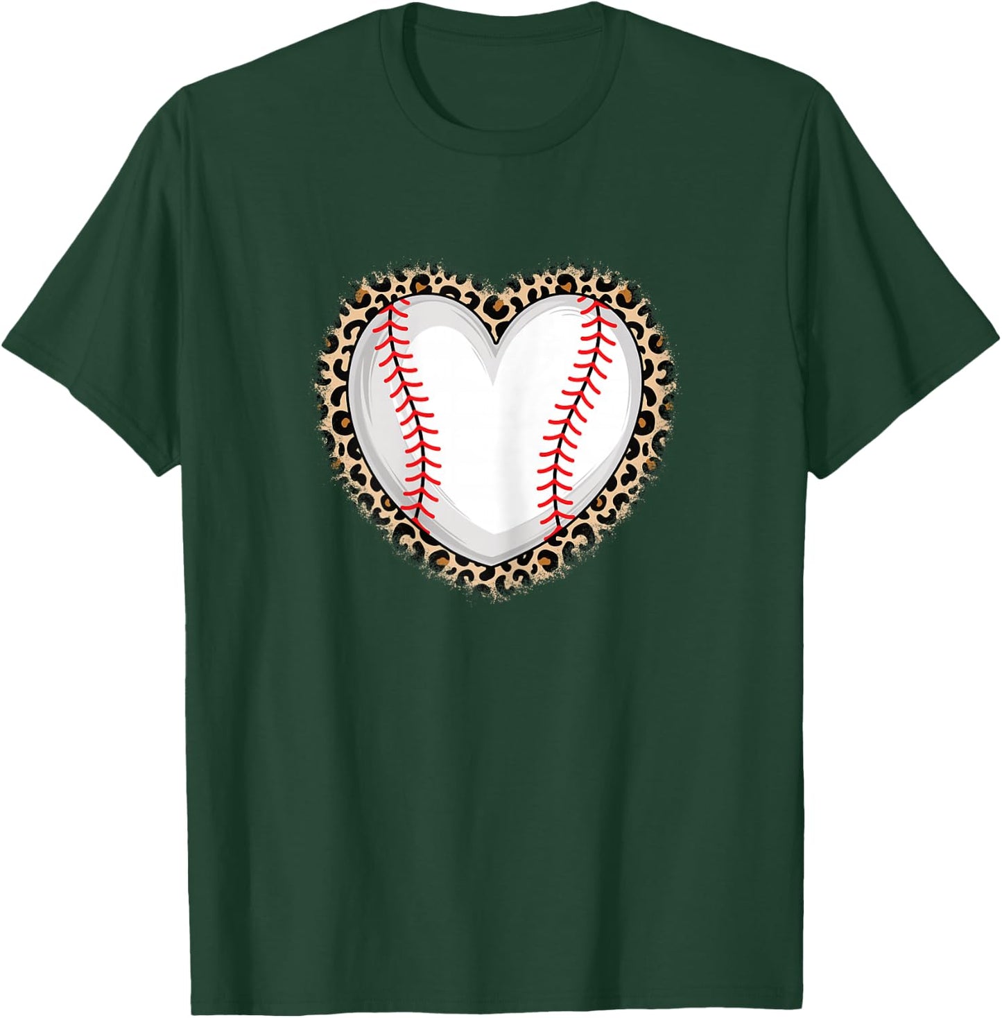 Cute Baseball Heart Baseball Lover Women Girls T-Shirt - T-Shirt | Forest